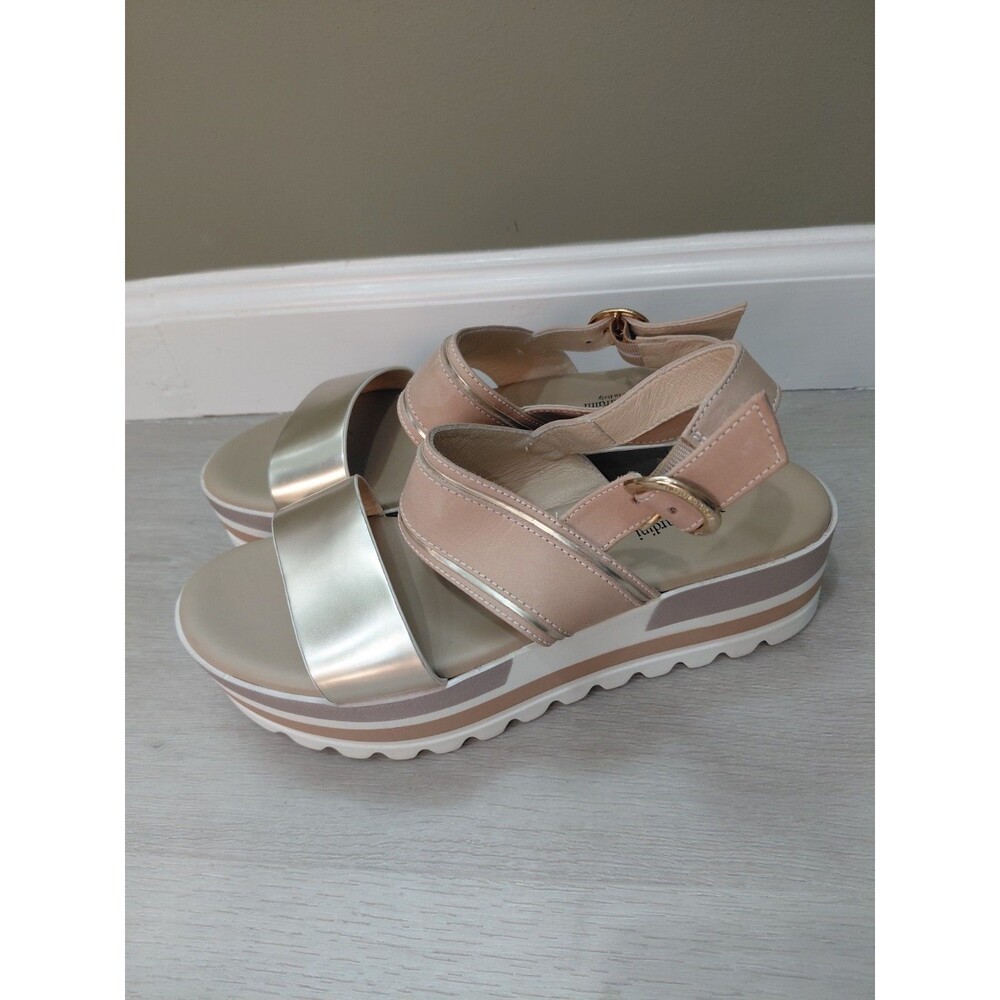 Nerogeardini Sandals Double Band Sporty Sandals Size 38EU 8US Beige Silver